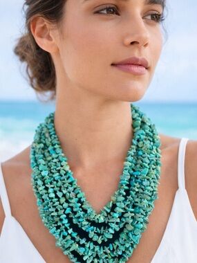 Multi-Strand Turquoise Chip Necklace 🌊✨